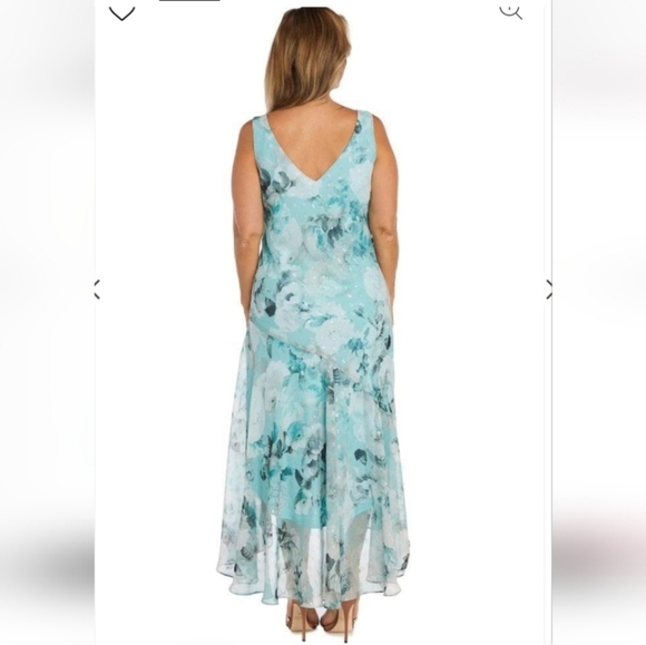 R&M Richards Plus Size Women's Teal Whimsical Fairy Floral Maxi Dress. 2 PC. 16 - Picture 3 of 16